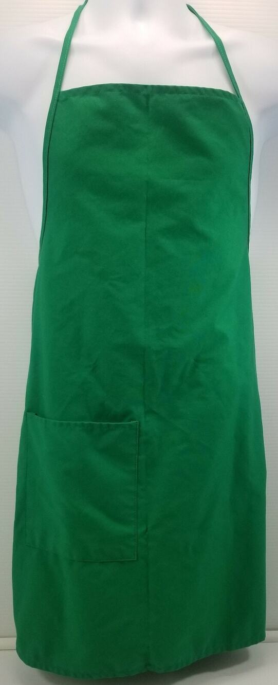 QQ) Green Adult Chef Server Waiter Waitress Apron Single Pocket Cotton Polyester